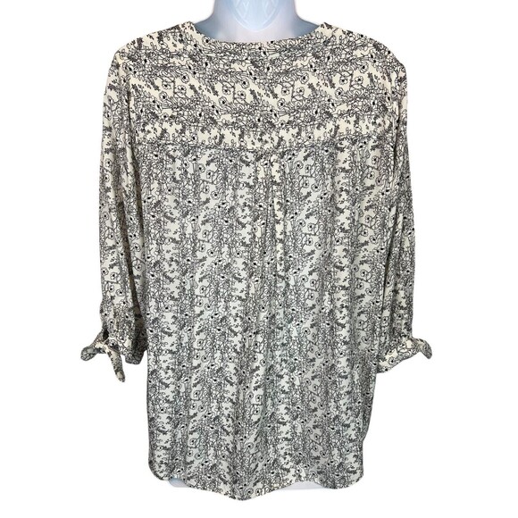 Jane and Delancy Rayon Tunic Top  Women's L  Black Floral  3/4-Sleeve Pull-over - Picture 2 of 9